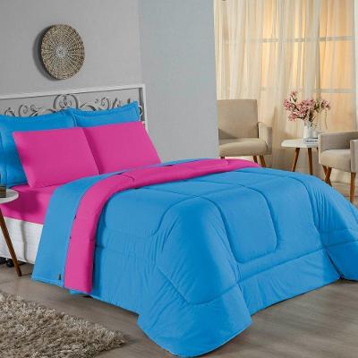 Edredom King Nobre 1 Peça Dupla Face 2,50m X 2,90m Malha 100% Algodão - Turquesa / Pink