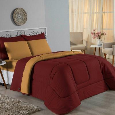 Edredom King Nobre 1 Peça Dupla Face 2,50m X 2,90m Malha 100% Algodão - Vinho / Cobre