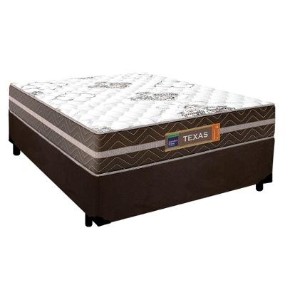Cama Box Casal Suede + Colchão Molas Ensacadas Texas Prime Colchões 138cm Marrom