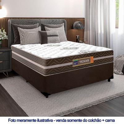 Cama Box Casal Suede + Colchão Molas Ensacadas Texas Prime Colchões 138x188x64cm Marrom