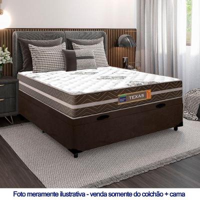 Cama Box Baú Casal Suede + Colchão Molas Ensacadas Texas Prime Colchões 138x188x63cm Marrom