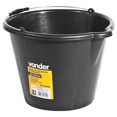 Balde De Plástico Extraforte 12 Litros Preto Vonder