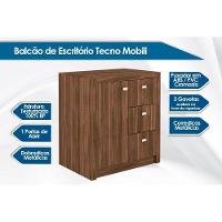 Balcão de Escritório ME4111 c/ 1 Porta e 3 Gavetas Amêndoa - Tecno Mobili - 2