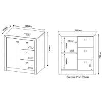 Balcão de Escritório ME4111 c/ 1 Porta e 3 Gavetas Amêndoa - Tecno Mobili - 3