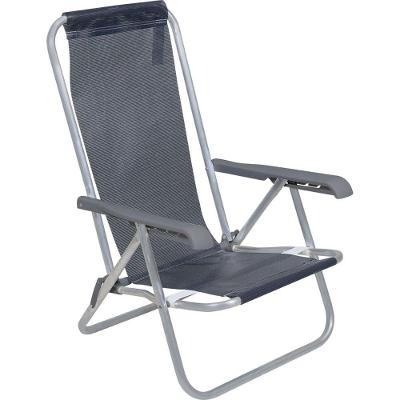 Cadeira Lazy Reclinável 4 Posições Alumínio Azul Marinho Bel