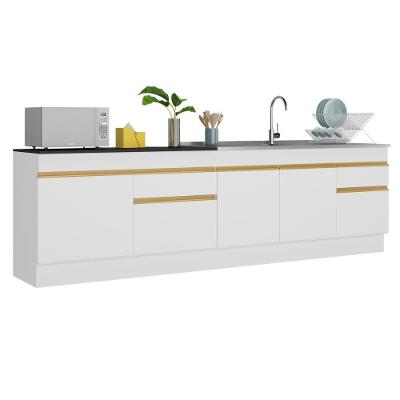 Kit Balcão De Cozinha Para Pia 150cm E Balcão 120cm Veneza Multimóveis Mp2286 Branco-Dourado