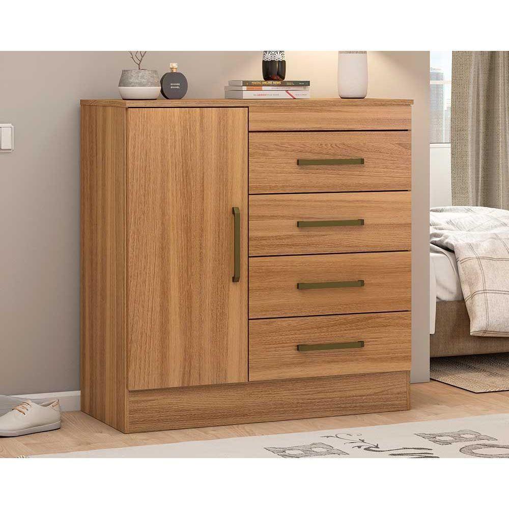 Cômoda Casal Montevideu C/ 1 Porta E 4 Gavetas Amêndola - Demóbile - 1