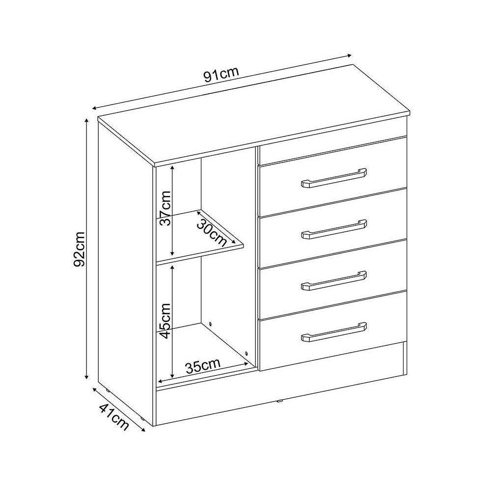 Cômoda Casal Montevideu C/ 1 Porta E 4 Gavetas Amêndola - Demóbile - 3