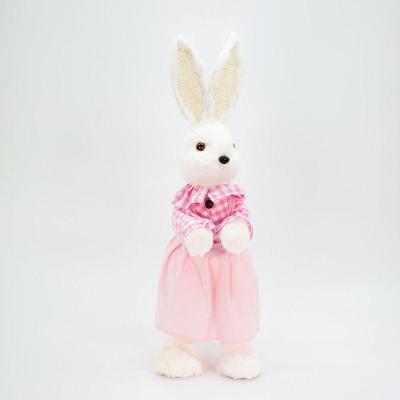 Coelha De Páscoa Enfeite Decorativo Coelhinha Vestido Rosa 60cm