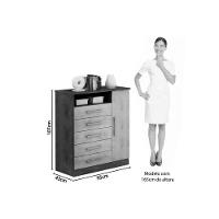 Cômoda Casal Madri c/ 1 Porta 1 Nicho e 5 Gavetas Branco - ACP