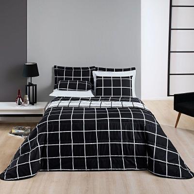 Cobre Leito Queen Square Micropercal 200 Fios 3Pç - Preto