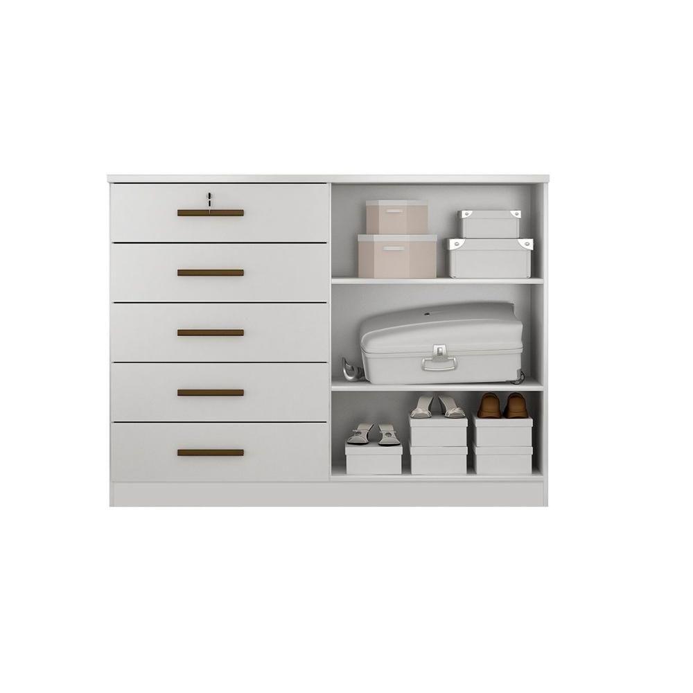 Cômoda Casal Space c/ 2 Portas e 5 Gavetas Branco - Novo Horizonte - 4