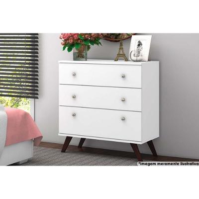 Cômoda Casal Rt 3018 3 Gavetas Mdf Puxador Plástico Branco para Quarto