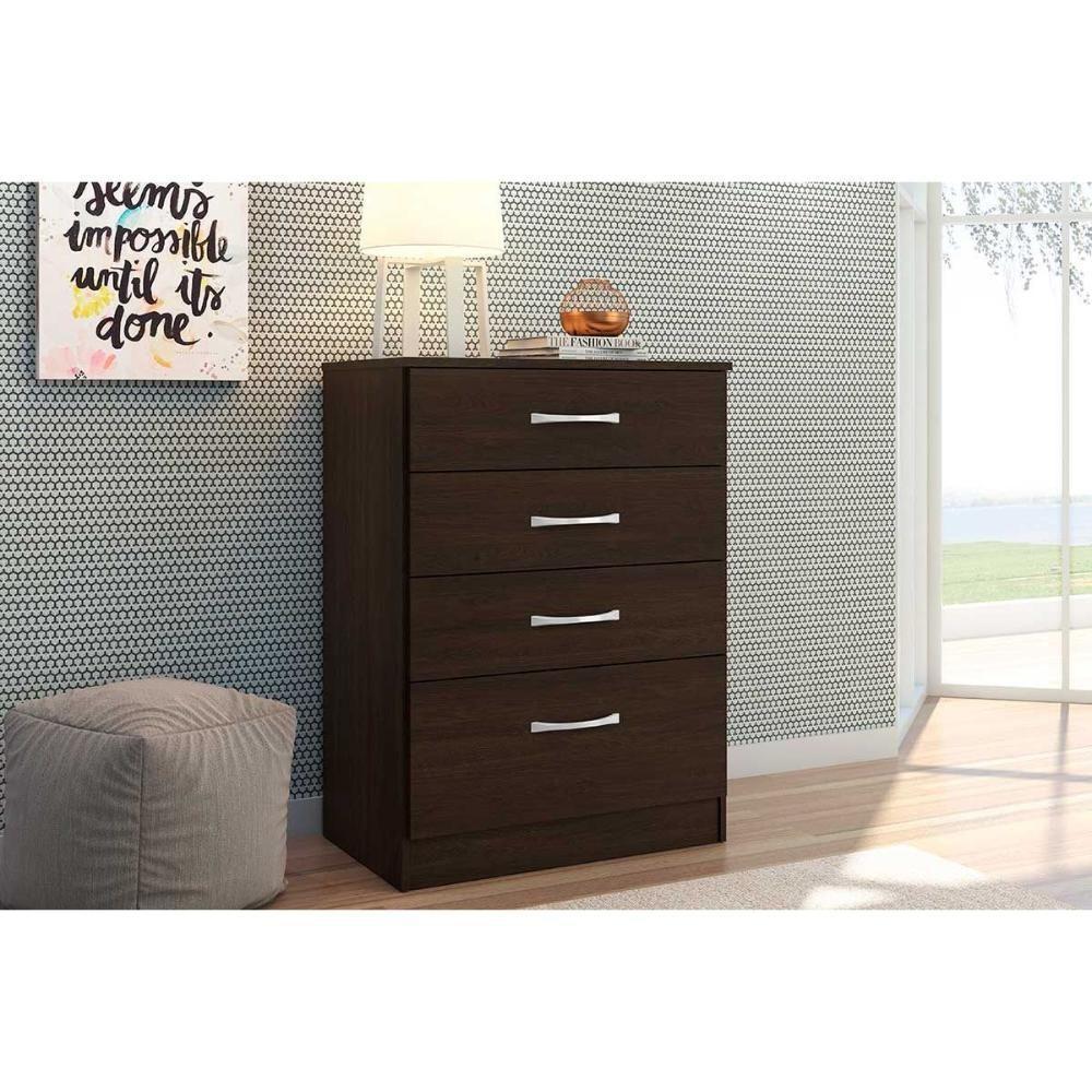 Cômoda de Quarto Astral c/ 4 Gavetas Ébano Touch - Demóbile - 1