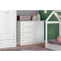 Cômoda de Quarto Americana c/ 1 Porta e 4 Gavetas Branco - Henn - 4