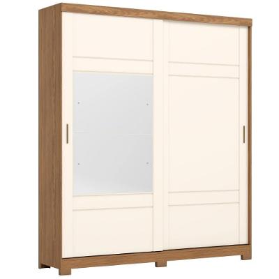 Guarda Roupa Solteiro 2 Portas Com Espelho 200 Cm Verg Nature Off White Henn Nature Off White