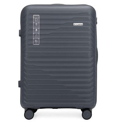 Mala Grande 32kg Viagem Em Polipropileno Anti Impacto Zíper Anti Furto Rodas 360º - Portland - Allabard Grafite