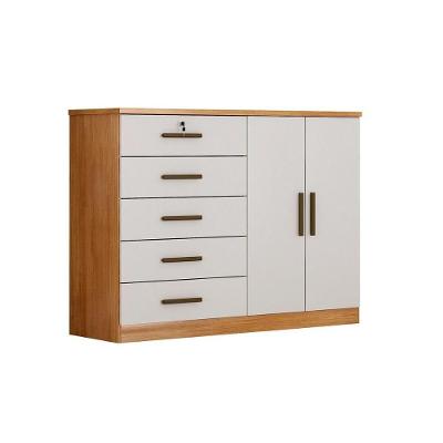 Cômoda Casal Space Novo Horizonte 5 Gavetas MDF Puxador Metálico Branco com Trava