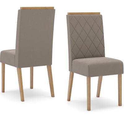 Kit 2 Cadeiras Sala De Jantar Nina Suede Marrom Amendoa Henn Suede Marrom Amendoa