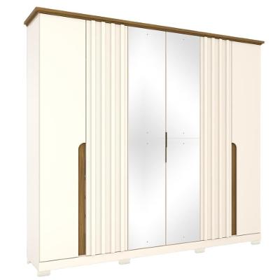 Guarda Roupa Casal 6 Portas 256 Cm Napoli Nature Off White Henn Nature Off White
