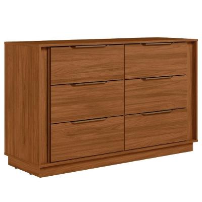 Comoda 6 Gavetas 136 Cm Giardino Nogueira Demobile Nogueira