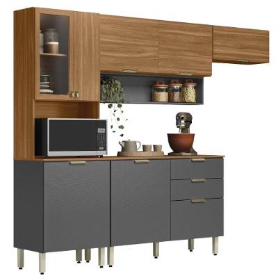 Cozinha Modulada 4 Pecas 250 Cm Mdp Alba Amendola Grafito Prime Demobile Amendola Grafito Prime