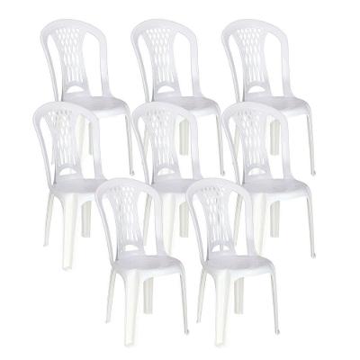 Kit 8 Cadeiras De Plástico Sem Braço Laguna Tramontina Basic Branco