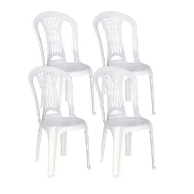 Kit 4 Cadeiras De Plástico Sem Braço Laguna Tramontina Basic Branco