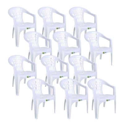 Kit 12 Cadeiras De Plástico Com Braço Duo Bella Duoplastic Branco