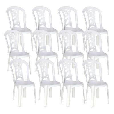 Kit 12 Cadeiras De Plástico Sem Braço Laguna Tramontina Basi Branco