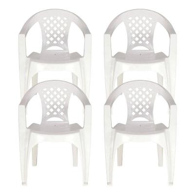 Kit 4 Cadeiras Tramontina Iguape Com Braços Empilhável Branco