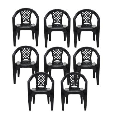 Kit 8 Cadeiras Tramontina Iguape Polipropileno Empilháveis Preto