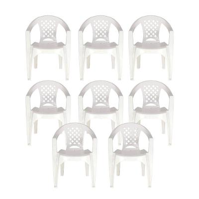 Kit 8 Cadeiras Tramontina Iguape Polipropileno Empilháveis Branco