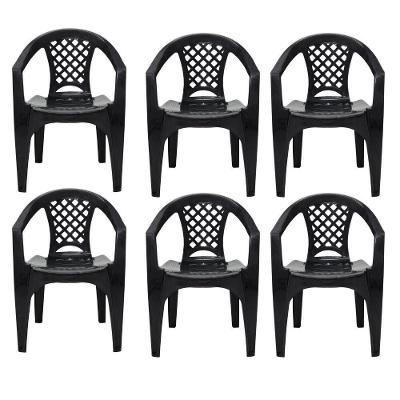 Kit 6 Cadeiras Tramontina Iguape Polipropileno Empilháveis Preto