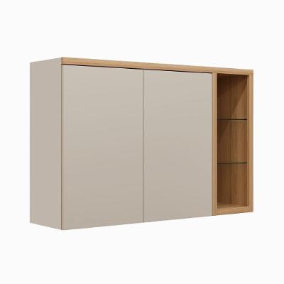 Armário Aéreo Com Led Allure Linea Brasil 120cm 100% Mdf Jequitiba/gris Fosco