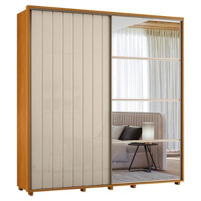Guarda Roupa Casal Monet 2 Portas Deslizante Com Espelho 230 Cm Cinamomo Off White Madetec Cinamomo Off White