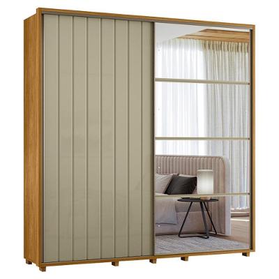 Guarda Roupa Casal Monet 2 Portas Deslizante Com Espelho 230 Cm Cumaru Opala Madetec Cumaru Opala