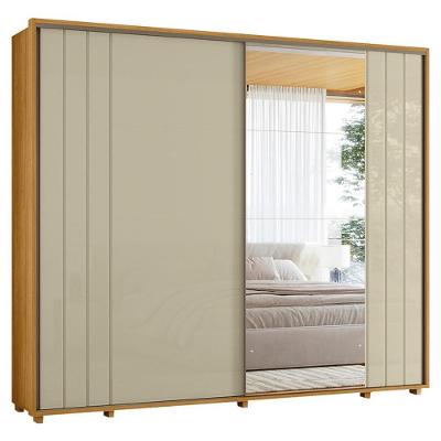 Guarda Roupa Casal Dali 2 Portas Deslizante Com Espelho 278 Cm Cumaru Opala Madetec Cumaru Opala