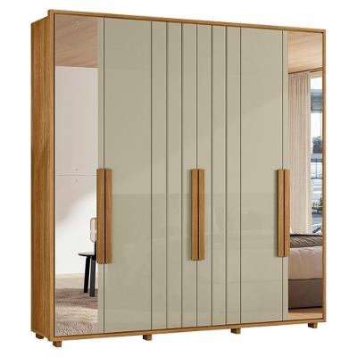 Guarda Roupa Casal Veronese 06 Portas Com Espelhos 230 Cm Cumaru Opala Madetec Cumaru Opala