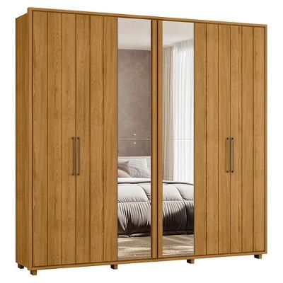 Guarda Roupa Casal Miro 6 Portas Com Espelho 250 Cm Cumaru Madetec Cumaru