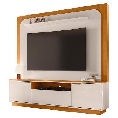 Painel Home Theater Nilo Para Tv 75 Pol 2 Portas 200 Cm Cinamomo Off White Madetec Cinamomo Off White