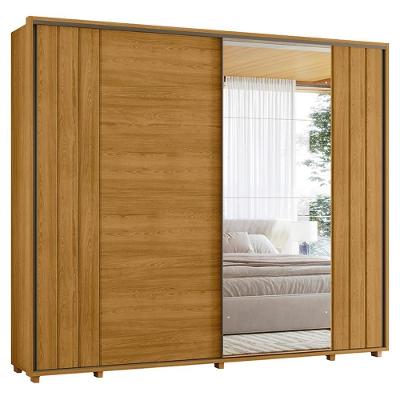 Guarda Roupa Casal Dali 2 Portas Deslizante Com Espelho 278 Cm Cumaru Madetec Cumaru