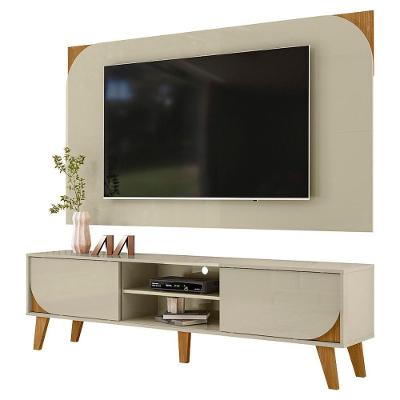 Rack Bancada Com Painel Para Tv 65 Pol 2 Portas Duna 182 Cm Cumaru Opala Madetec Cumaru Opala