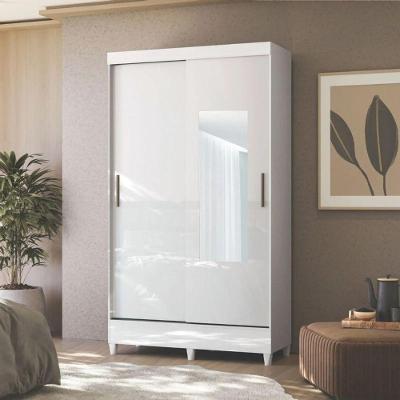 Guarda-roupa Solteiro 2 Portas 2 Gavetas Com Espelho Branco
