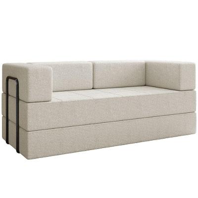 Sofa Cama Modular 2 Lugares 160 Cm Monaco Boucle Bege Vconcept Bege