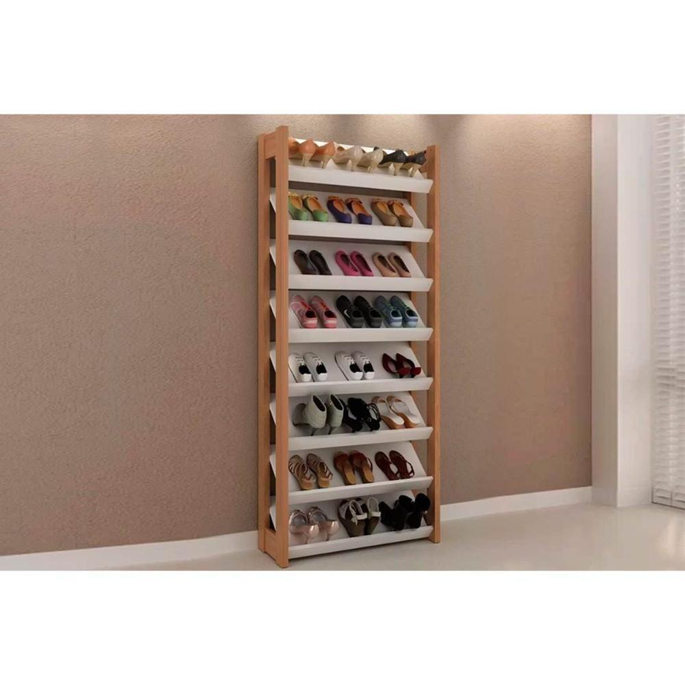 Armário Sapateira Casal Sapateira AZ1006 8 Prateleiras Amêndoa/Branco - Tecno Mobili - 3