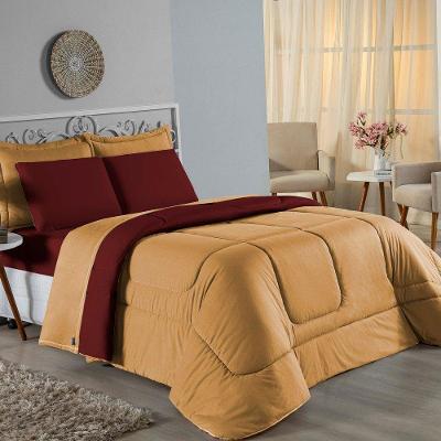Edredom Queen Nobre 1 Peça Dupla Face 2,40m X 2,60m Malha 100% Algodão - Cobre / Vinho