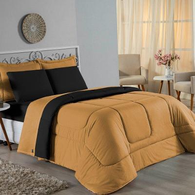 Edredom King Nobre 1 Peça Dupla Face 2,50m X 2,90m Malha 100% Algodão - Cobre / Preto