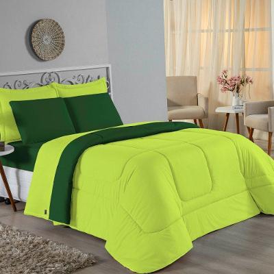 Edredom Queen Nobre 1 Peça Dupla Face 2,40m X 2,60m Malha 100% Algodão - Pistache / Verde-bandeira
