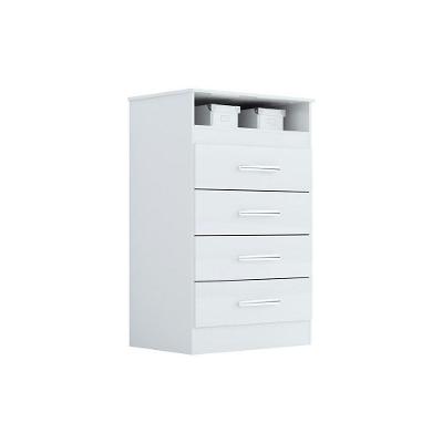 Cômoda Jéssica 4 Gavetas em MDF com Puxador Plástico Branco para Quarto
